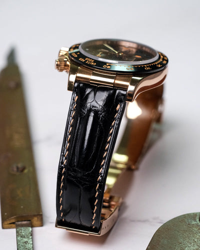 Bespoke Watch Strap in Black Crocodile