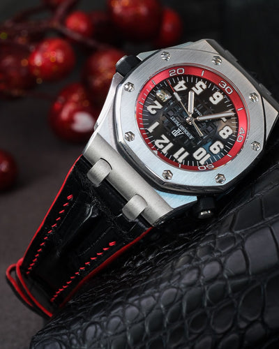 Bespoke Watch Strap in Black Crocodile