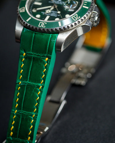 Bespoke Watch Strap in Emerald Green Crocodile