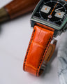 Bespoke Watch Strap in Volcano Orange Alligator