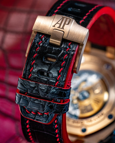 Bespoke Watch Strap in Black Crocodile