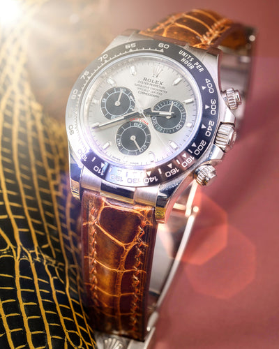 Bespoke Watch Strap in Brown Himalayan Crocodile