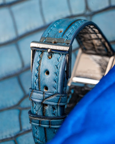 Bespoke Watch Strap in Ceramic Blue Alligator