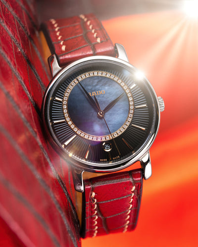 Bespoke Watch Strap in Flame Red Ombre Crocodile