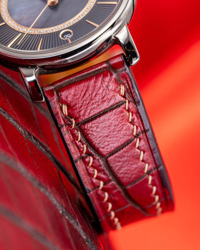 Bespoke Watch Strap in Flame Red Ombre Crocodile