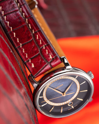 Bespoke Watch Strap in Flame Red Ombre Crocodile