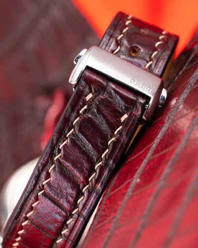 Bespoke Watch Strap in Flame Red Ombre Crocodile