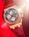 Bespoke Watch Strap in Ferrari Red Crocodile