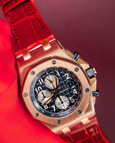 Bespoke Watch Strap in Ferrari Red Crocodile