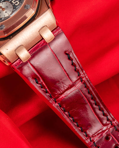 Bespoke Watch Strap in Ferrari Red Crocodile