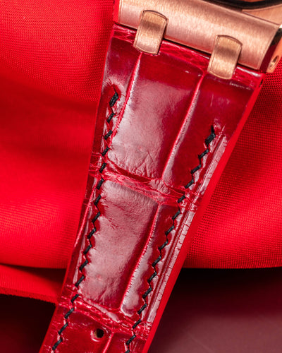 Bespoke Watch Strap in Ferrari Red Crocodile