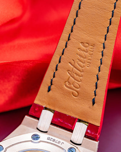 Bespoke Watch Strap in Ferrari Red Crocodile