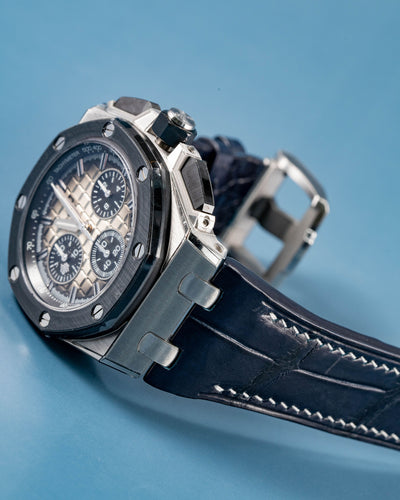 Bespoke Watch Strap in Navy Blue Crocodile