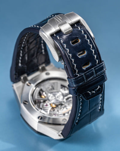 Bespoke Watch Strap in Navy Blue Crocodile