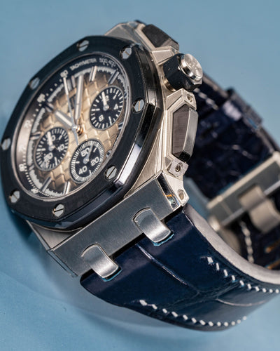 Bespoke Watch Strap in Navy Blue Crocodile