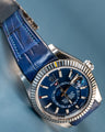Bespoke Watch Strap in Tie Dye Blue Crocodile