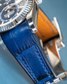 Bespoke Watch Strap in Tie Dye Blue Crocodile