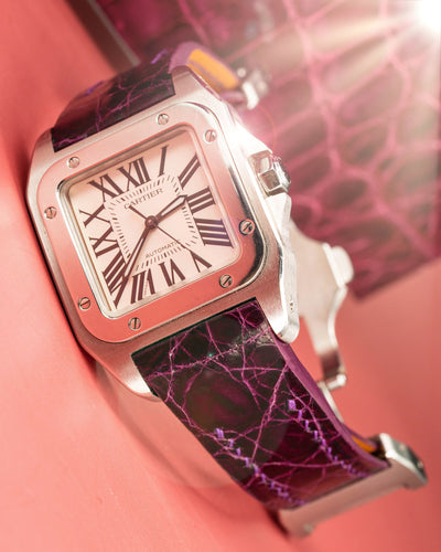 Bespoke Watch Strap in Lavender Purple Crocodile