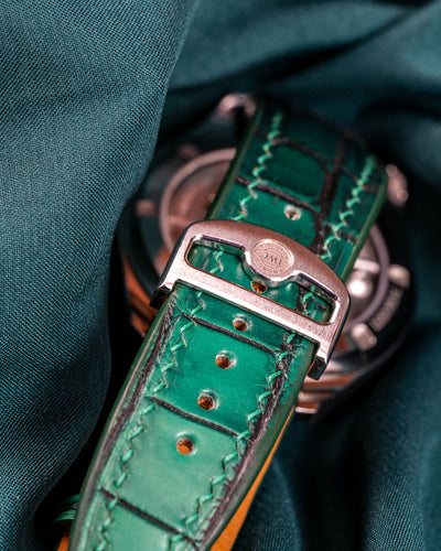 Bespoke Watch Strap in Ombre Green Crocodile