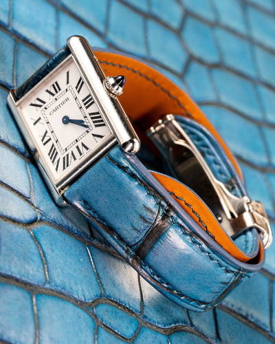 Bespoke Watch Strap in Ceramic Blue Alligator