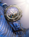 Bespoke Watch Strap in Tie Dye Blue Crocodile