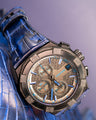 Bespoke Watch Strap in Tie Dye Blue Crocodile