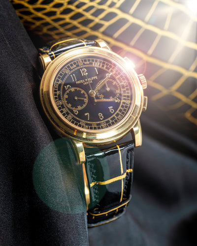 Bespoke Watch Strap in Gold Black Alligator