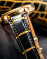 Bespoke Watch Strap in Gold Black Alligator