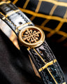 Bespoke Watch Strap in Gold Black Alligator