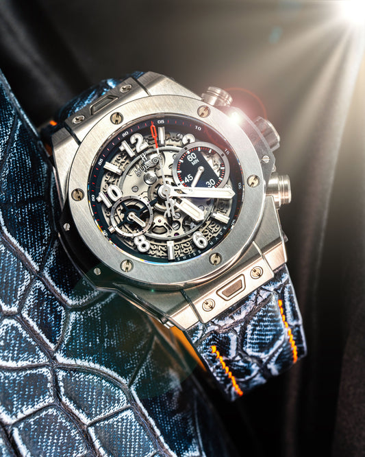 Bespoke Watch Strap in Denim Crocodile