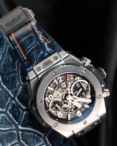 Bespoke Watch Strap in Denim Crocodile