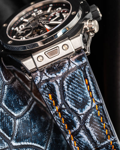 Bespoke Watch Strap in Denim Crocodile