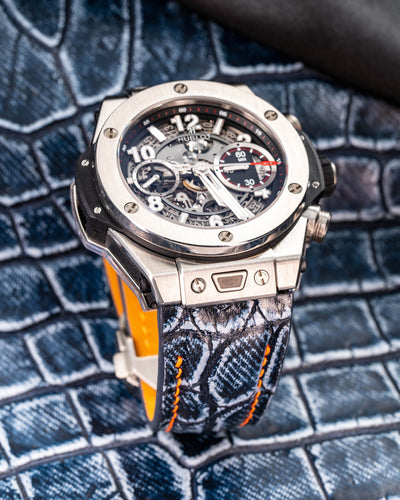 Bespoke Watch Strap in Denim Crocodile