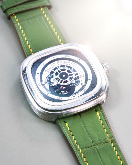 Bespoke Watch Strap in Pear Green Alligator
