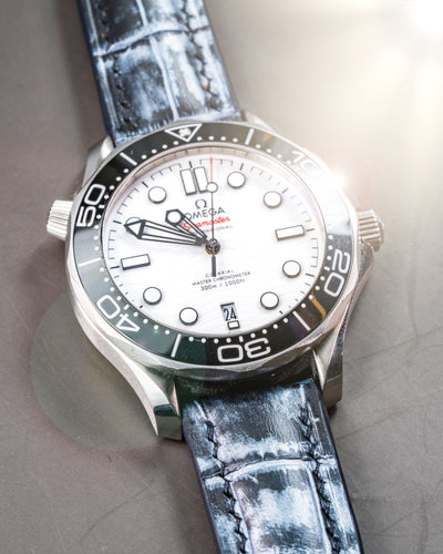 Bespoke Watch Strap in Black Silver Alligator