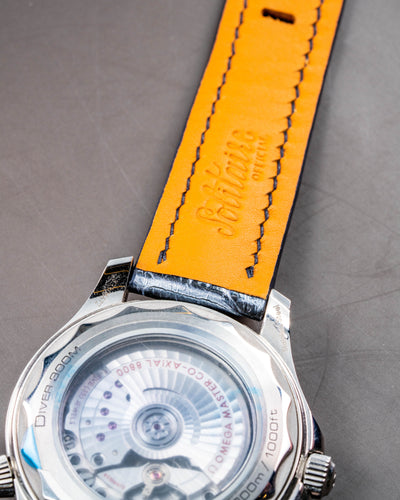 Bespoke Watch Strap in Black Silver Alligator