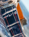 Bespoke Watch Strap in Tainted Blue Snowflake Crocodile
