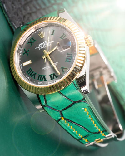 Bespoke Watch Strap in Ombre Green Crocodile