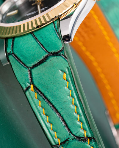 Bespoke Watch Strap in Ombre Green Crocodile