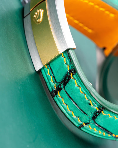 Bespoke Watch Strap in Ombre Green Crocodile