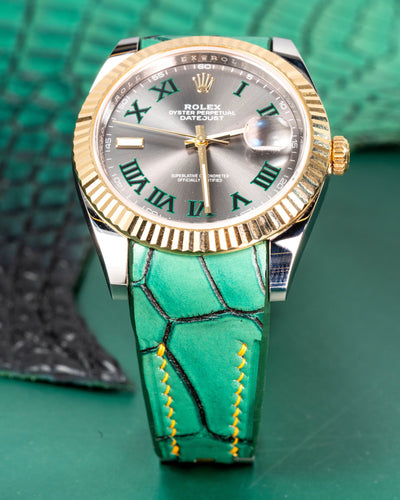 Bespoke Watch Strap in Ombre Green Crocodile