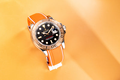 Solitaire Rubber straps in Frosted Orange for Rolex Yacht-Master 126621
