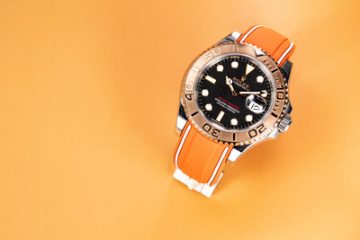 Solitaire Rubber straps in Frosted Orange for Rolex Yacht-Master 126621