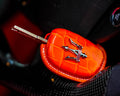 Bespoke Key Fob Cover in Volcano Orange Alligator