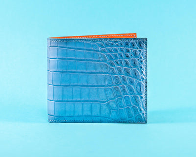 Bespoke Bifold Wallet in Baby Blue Himalayan Crocodile