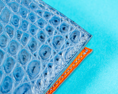 Bespoke Bifold Wallet in Baby Blue Himalayan Crocodile