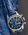Bespoke Watch Strap in Tie Dye Blue Crocodile