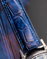 Bespoke Watch Strap in Tie Dye Blue Crocodile