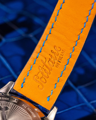 Bespoke Watch Strap in Tie Dye Blue Crocodile