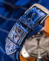 Bespoke Watch Strap in Tie Dye Blue Crocodile
